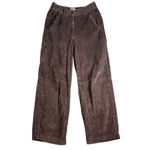Poetry Corduroy Pants Womens 6 Brown Wide Leg High Rise Workwear Minimalist